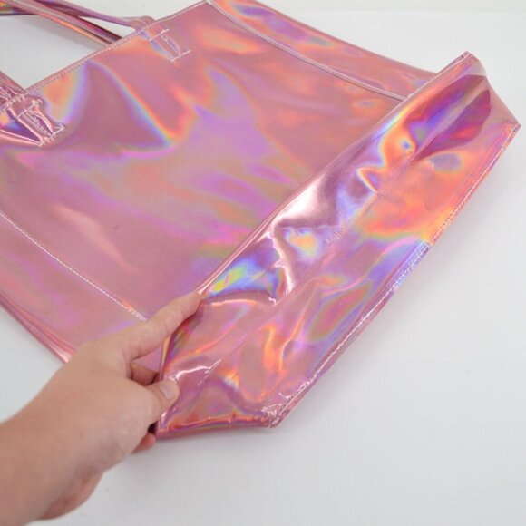 Hologram Tote Bag PU Leather Large Capacity Fashion Shoulder Handbag - Picture 4 of 7